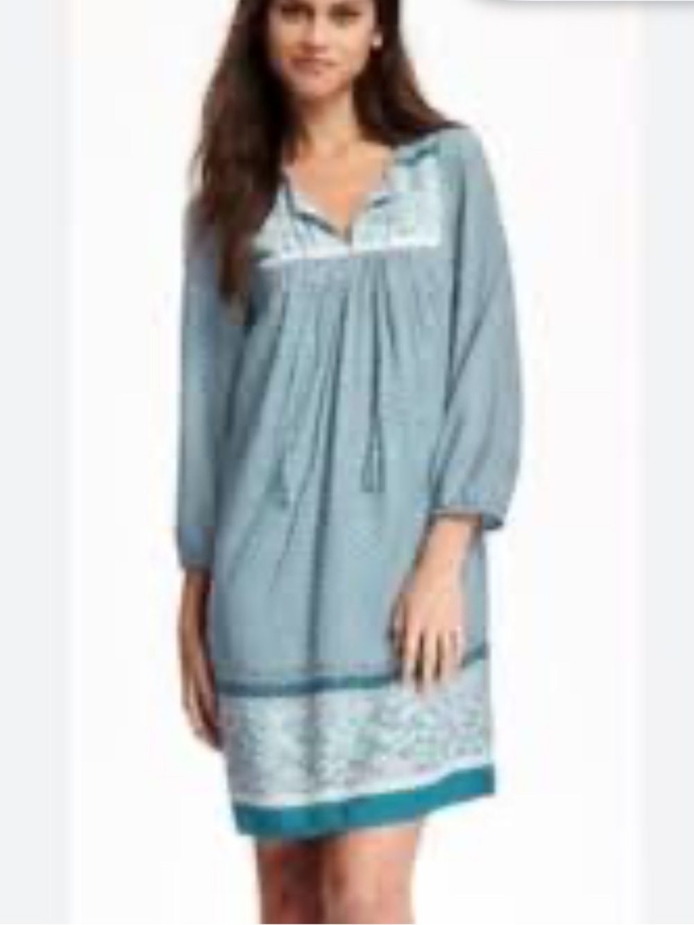 Old Navy Teal Floral Split-Tie Mini Dress